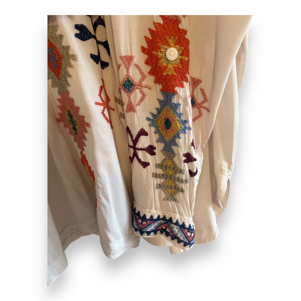 Johnny Was Biya Floral Embroidered Henley Tunic Top Blouse Women's Size XL - Picture 3 of 6